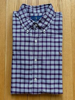 Polo Ralph Lauren Men’s Long Sleeve Oxford Classic Fit XL Purple White Plaid